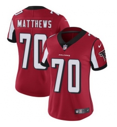 Falcons 70 Jake Matthews Red Team Color Womens Stitched Football Vapor Untouchable Limited Jersey