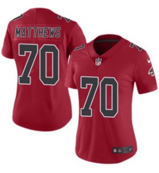 Falcons 70 Jake Matthews Red Womens Stitched Football Limited Rush Jersey