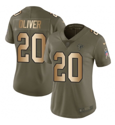 Nike Falcons #20 Isaiah Oliver Olive Gold Womens Stitched NFL Limited 2017 Salute to Service Jersey