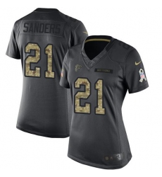 Nike Falcons #21 Deion Sanders Black Womens Stitched NFL Limited 2016 Salute to Service Jersey