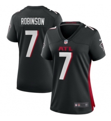 Women Atlanta Falcons 7 Bijan Robinson Black 2023 Draft Stitched Jersey