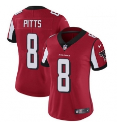Women Nike Atlanta Falcons 8 Kyle Pitts Red Team Color Women Stitched NFL Vapor Untouchable Limited Jersey