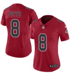 Women Nike Atlanta Falcons 8 Kyle Pitts Red Women Stitched NFL Limited Rush Jersey