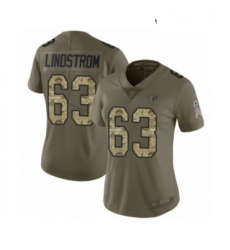 Womens Atlanta Falcons 63 Chris Lindstrom Limited Olive Camo 2017 Salute to Service Football Jersey