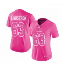 Womens Atlanta Falcons 63 Chris Lindstrom Limited Pink Rush Fashion Football Jersey
