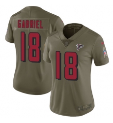 Womens Nike Falcons #18 Taylor Gabriel Olive  Stitched NFL Limited 2017 Salute to Service Jersey