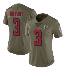 Womens Nike Falcons #3 Matt Bryant Olive  Stitched NFL Limited 2017 Salute to Service Jersey