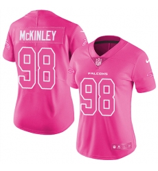 Womens Nike Falcons #98 Takkarist McKinley Pink  Stitched NFL Limited Rush Fashion Jersey