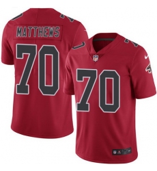 Falcons 70 Jake Matthews Red Youth Stitched Football Limited Rush Jersey
