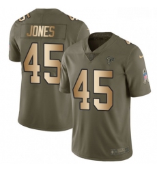 Youth Nike Atlanta Falcons 45 Deion Jones Limited OliveGold 2017 Salute to Service NFL Jersey