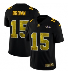 Baltimore Ravens 15 Marquise Brown Men Black Nike Golden Sequin Vapor Limited NFL Jersey