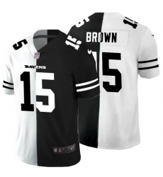 Baltimore Ravens 15 Marquise Brown Men Black V White Peace Split Nike Vapor Untouchable Limited NFL Jersey