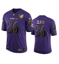 Baltimore Ravens 36 Chuck Clark Men Nike Purple Team 25th Season Golden Limited NFL Jersey