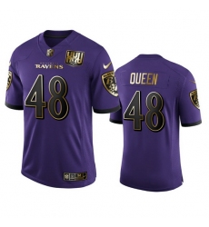 Baltimore Ravens 48 Patrick Queen Men Nike Purple Team 25th Season Golden Limited NFL Jersey