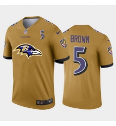 Baltimore Ravens 5 Marquise Brown Gold Men Nike Big Team Logo Player Vapor Limited NFL Jersey