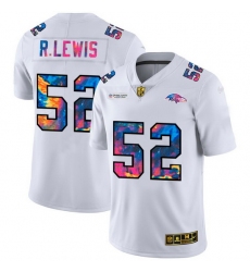 Baltimore Ravens 52 Ray Lewis Men White Nike Multi Color 2020 NFL Crucial Catch Limited NFL Jersey