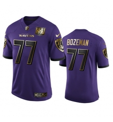 Baltimore Ravens 77 Bradley Bozeman Men Nike Purple Team 25th Season Golden Limited NFL Jersey