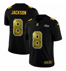 Baltimore Ravens 8 Lamar Jackson Men Black Nike Golden Sequin Vapor Limited NFL Jersey