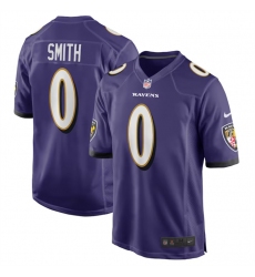 Men Baltimore Ravens 0 Roquan Smith Purple Game Football Jersey