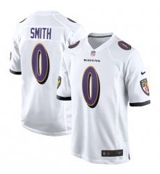 Men Baltimore Ravens 0 Roquan Smith White Game Football Jersey