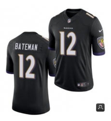 Men Baltimore Ravens #12 Rashod Bateman Black 2021 Vapor Untouchable Limited Stitched NFL Jersey