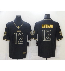 Men Baltimore Ravens 12 Rashod Bateman Black Golden Edition Jersey