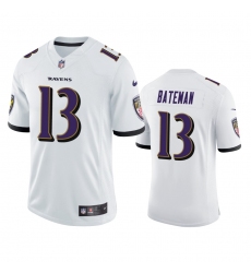 Men Baltimore Ravens 13 Rashod Bateman White Vapor Limited 2021 NFL Draft Jersey
