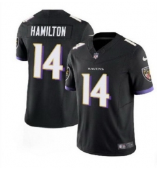 Men Baltimore Ravens 14 Kyle Hamilton Black 2023 F U S E  Vapor Limited Stitched Jersey