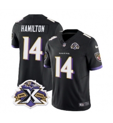 Men Baltimore Ravens 14 Kyle Hamilton Black 2023 F U S E With Patch Throwback Vapor Limited Jersey