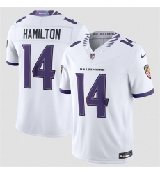 Men Baltimore Ravens  14 Kyle Hamilton White 2026 F U S E  Stitched Vapor Limited Football Jersey