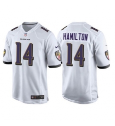 Men Baltimore Ravens 14 Kyle Hamilton White Stitched Game jersey