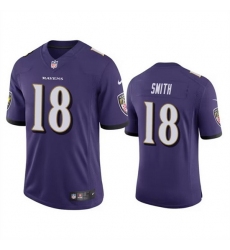 Men Baltimore Ravens 18 Roquan Smith Purple Game Jersey