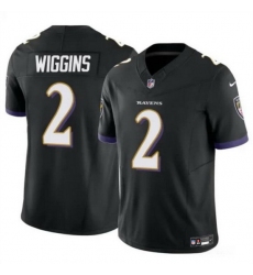 Men Baltimore Ravens 2 Nate Wiggins Black 2024 Draft F U S E Vapor Limited Football Jersey