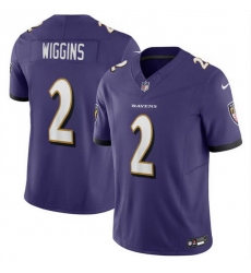 Men Baltimore Ravens 2 Nate Wiggins Purple 2024 Draft F U S E Vapor Limited Football Jersey
