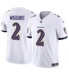 Men Baltimore Ravens 2 Nate Wiggins White 2024 Draft F U S E Vapor Limited Football Jersey