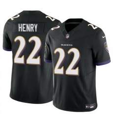 Men Baltimore Ravens 22 Derrick Henry 2023 F U S E  Black Vapor Limited Football Stitched Jersey