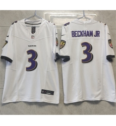 Men Baltimore Ravens 3 Odell Beckham Jr White 2023 F U S E Vapor Untouchable Stitched Football Jersey