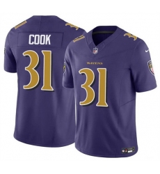Men Baltimore Ravens 31 Dalvin Cook Purple 2024 F U S E  Color Rush Vapor Limited Football Jersey