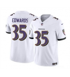 Men Baltimore Ravens 35 Gus Edwards White 2023 F U S E  Vapor Limited Football Jersey