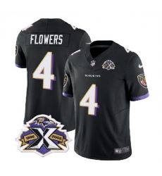 Men Baltimore Ravens 4 Zay Flowers Black 2023 F U S E With Patch Throwback Vapor Limited Jersey