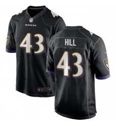 Men Baltimore Ravens 43 Justice Hill Black Game Football Jersey