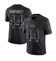 Men Baltimore Ravens 44 Marlon Humphrey Black Reflective Limited Stitched Football Jersey