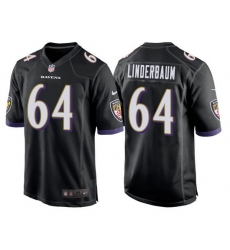 Men Baltimore Ravens 64 Tyler Linderbaum Black Stitched Game Jersey