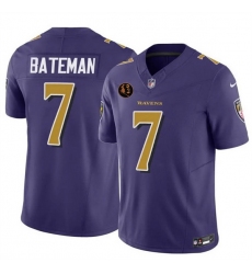 Men Baltimore Ravens 7 Rashod Bateman Purple 2025 F U S E  With John Madden Patch Limited Football Jersey