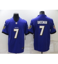 Men Baltimore Ravens 7 Rashod Bateman Purple Vapor Untouchable Limited Stitched jersey