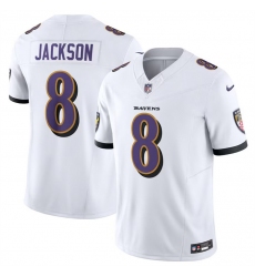 Men Baltimore Ravens 8 Lamar Jackson White 2023 F U S E Vapor Jersey