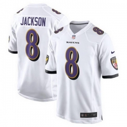 Men Baltimore Ravens 8 Lamar Jackson White Limited Football Game Jersey