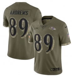 Men Baltimore Ravens 89 Mark Andrews Olive 2022 Salute To Service Limited Stitched Jersey