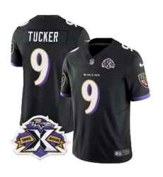 Men Baltimore Ravens 9 Justin Tucker Black 2023 F U S E With Patch Throwback Vapor Limited Jersey