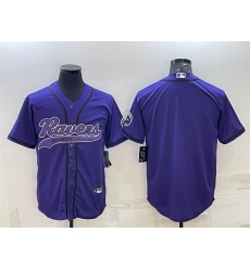Men Baltimore Ravens Blank Purple With Patch Cool Base Stitched Baseball Jersey